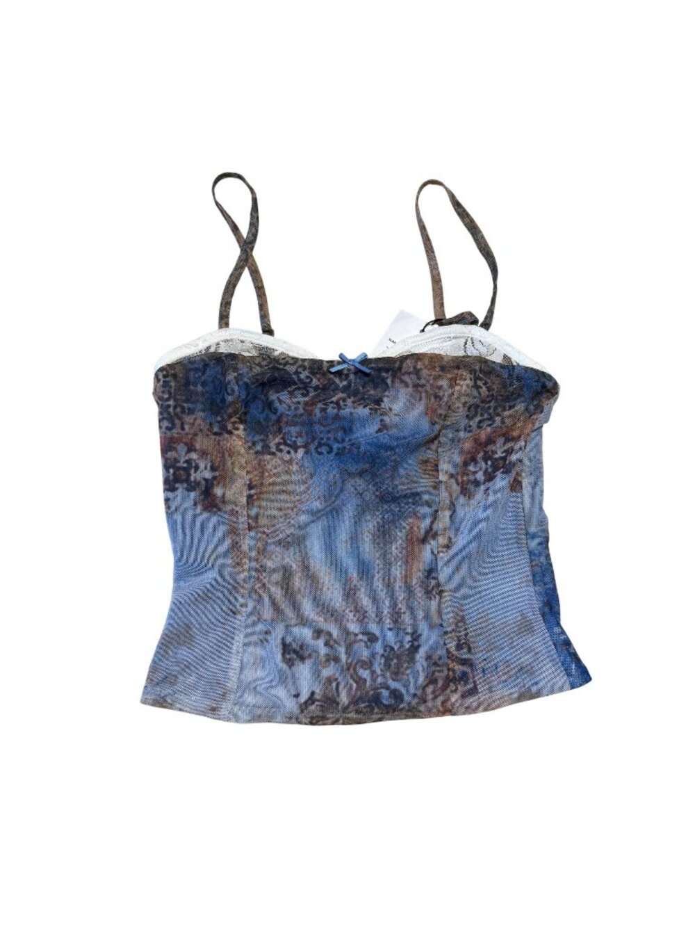 NWT Tiger Mist Colson Tile Blue Cropped Tank Top Women's Size XX-Small XXS